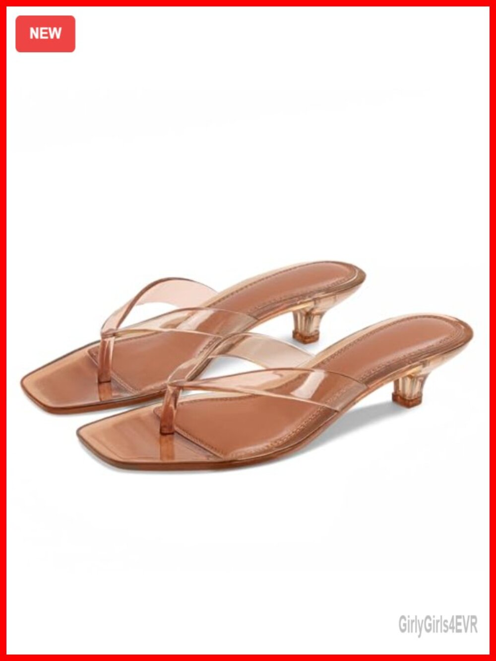 Kitten Heel Square Open Toe Jelly Sandals Thong Slip On Summer Beach